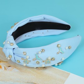 Gmmidea Ocean Knotted Headbands for Women Girls Beaded Seashell Starfish Mermaid Headband Cute Under The Sea Animal Embellished Hairband Mermaid Birthday Party Decorations