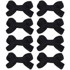 Motique Accessories Black Faux Fur Hair Bow Hair Clip With Alligator Clip - Set of 8