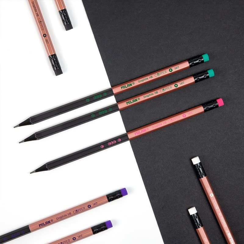 MILAN Displaybox 24 Graphite Pencils HB with Eraser Copper Series