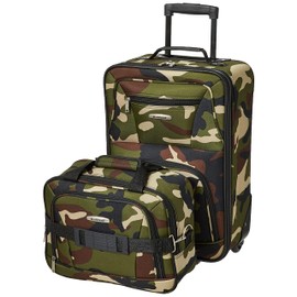 Rockland Fashion Softside Upright Luggage Set,Expandable, Wheel, Telescopic Handle, Camouflage, 2-Piece (14/19)