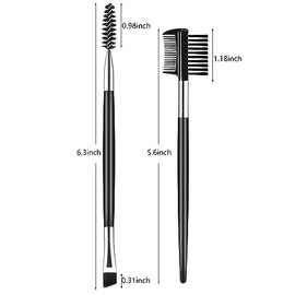 Eyebrow Brush and Eyelash Comb Set, Professional Double-Ended Angled Eye Brow Brush and Spoolie Brush, BETURY 2PCS Firm Thin Eyeliner Brush Kit, Makeup Tool for Eyelashes Extensio (Black)