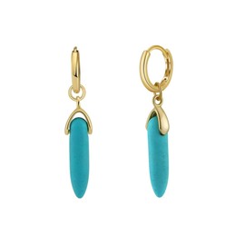 HeyMeili Hoop Earrings Bullet Drop Earrings Turquoise Earrings Gold Plated Silver for Women Daughter Wife
