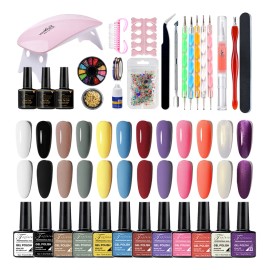 Kit Uñas Uv Gel Polish 12 Esmaltes Lampara Manicure Completo