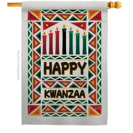 Kwanzaa Indoor Decor Banner Room Wall Art Patio Porch Lawn Garden Flag Outdoor Decorations Tapestry Yard Signs Black History Kinara Candles Celebrates African Americans Heritage Made in USA