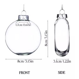 Darice Clear Glass Round Flat Christmas Ornament Set Of 6