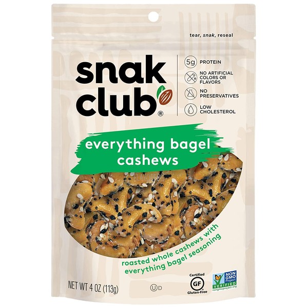 Snak Club Everything Bagel Cashews, 6 Pack 4 Oz Bags……