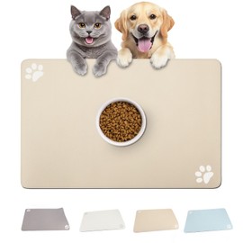 Pet Cat Dog Food Mat Placemat for Food and Water Bowls, 24inch Anti-Slip Pet Feeding Mat, Absorbent Quick-Drying Mat with Rubber Backing for Dog and Cat Drinking Bowls (Brown, 16"x24")