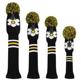 Daisy Pattern Golf Head Covers, Set of 4, Fit Driver (460CC) Fairways hybrid/UT. Soft and Elastic, Keep Club Clean