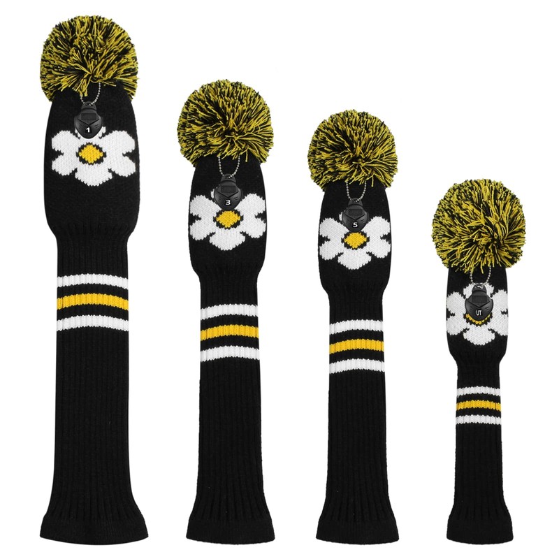 Daisy Pattern Golf Head Covers, Set of 4, Fit Driver