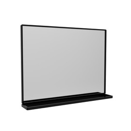 ANYHI Black Bathroom Wall Mirror with Shelf, 32" × 24" Metal Frame Rectangle Mirror for Bathroom with Shelf, Perfect for Living Room, Bedroom, Entryway, Horizontal