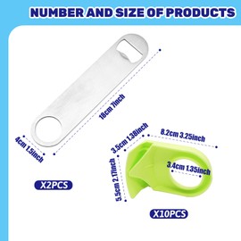 Waltool 12Pcs ABS Drink Clips Bottle Buckle Holders and Stainless Steel Flat Bottle Opener, Cocktail Snap Margarita Holder for Schooner & Goblet Glasses Home Kitchen Bar Party Supplies