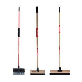 CRAFTSMAN CMXMKIT0080 3-Piece Heavy Duty Cleaning Tool Set with 10 in.All-Surface Wash,12 in. Scrubbing Deck Brush & 18 in. Push Broom, Brown