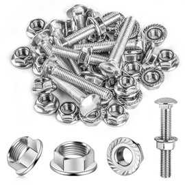 Pack of 30 Carriage Bolts M5 x 30 mm, Carriage Bolts Nuts Set, DIN 6923 Stainless Steel Flat Head Screws with Flange Nuts, Gate Hinge Screws with Nuts for Construction Industrial Machinery Home