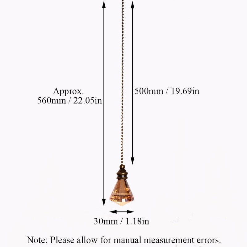 2 Pcs Light Pull Chain, 50cm Crystal Pull Chain Extension,