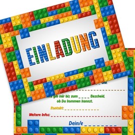 the lazy panda card company 15 Invitation Cards for Children's Birthday: Colourful Building Blocks Birthday Invitations Birthday Children Girls Boys (Colourful Building Blocks)