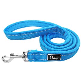 Didog Dog Walking Leashes 4 FT Long with Soft Warm Flannel Padded Handle, Reflective Dog Leash Night Safety Fit Small Medium Dogs, Black/Hot Pink/Blue