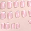French Tip Press On Nails Short Fake Nails Square Glossy