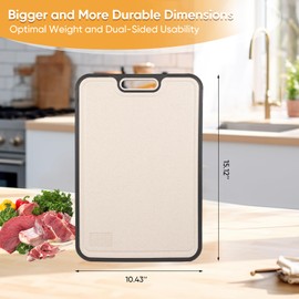 Titanium Cutting Board with Smooth Dual-Sided Surface, GR2 Titanium & Wheat Straw PP, Easy-Clean, Non-Slip, Dishwasher Safe, Large Cutting Board for Fruits, Vegetables & Meat