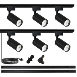 Yuemegou Ultra-Bright 25W 2000lm J&L Type LED Track Lighting System，6000K Cool Light Dimmable Brightness，with 6.5 FT Track Rails and Ceiling Spotlight Fixture Installation Package