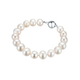Valero Pearls Women's Pearl Bracelet 925 Sterling Silver with Round Freshwater Cultured Pearl Approx. 10.0-11.0 mm