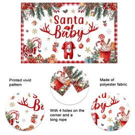 Mocsicka Christmas Baby Shower Backdrop Red Santa Baby Xmas Backdrop Banner Kids Newborn Winter Wonderland Baby Shower Party Decorations Supplies 70.8 x 43.3 Inch