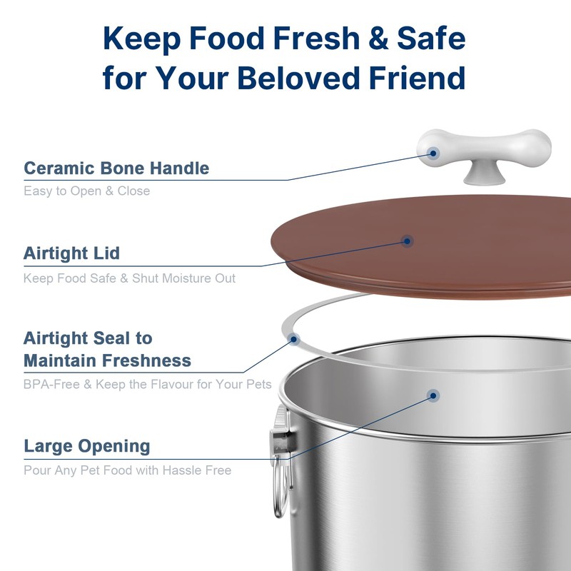 Paw Libero 35 Lbs Stainless Steel Dog Food Storage Container