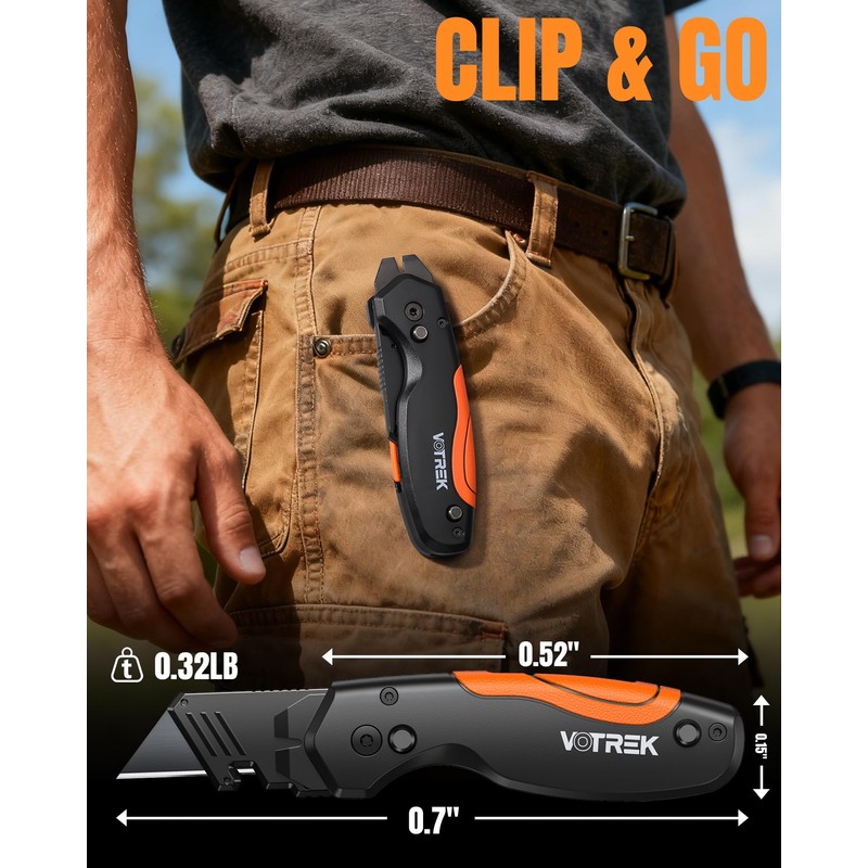 VOTREK 【4-in-1】 Multitool Folding Utility Knife Box Cutter, Navajas para