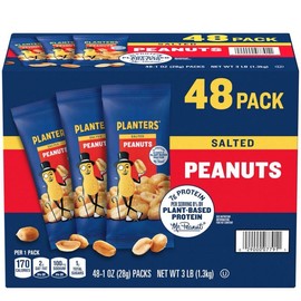 Planters Salted Peanuts - Protein Rich Snack - Single-Serve Packs - 1 oz, 48 pk Crunch Protein