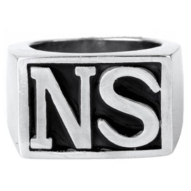 Oakky Jewelry Men's Stainless Steel Biker Rings, NS, Vintage, Silver and Black, Size 11