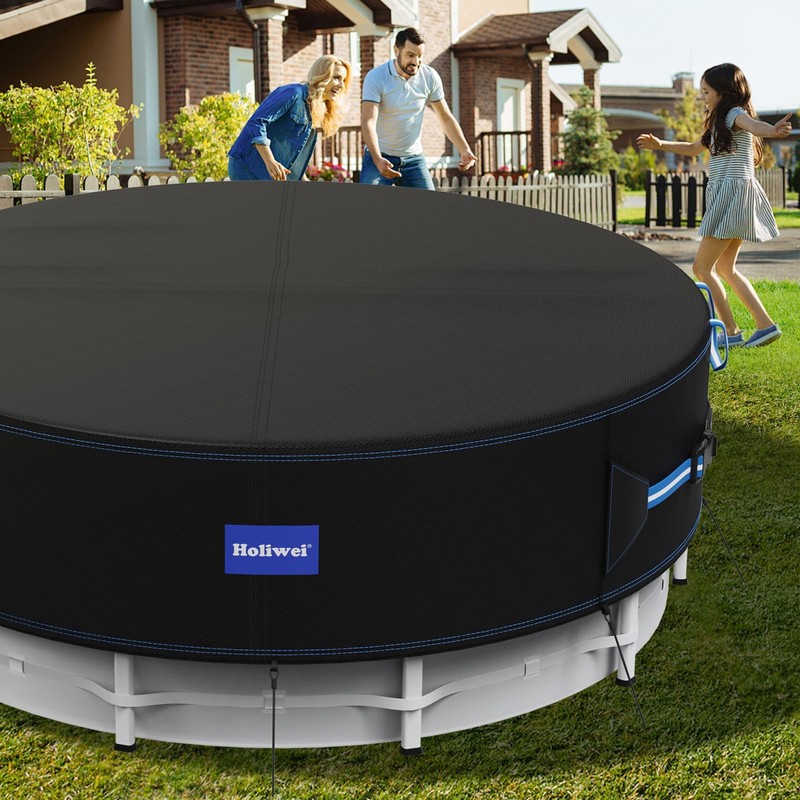 Holiwei 24 Ft Round Pool Cover with Reflective Strips, 420D