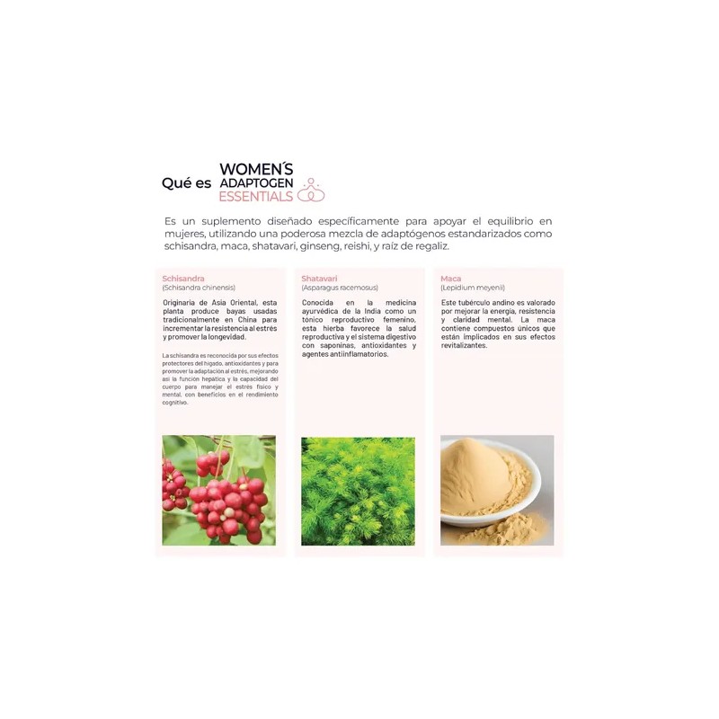 Womens Adaptogen Essentials 200 Caps Maca Reishi Schisandra