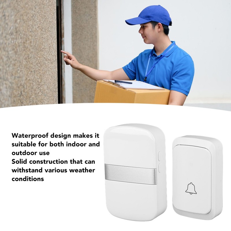 Wireless Doorbell Waterproof Electronic Battery Powered Transmitter Receiver Door Bell