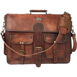 cuero Leather Messenger Bag for Men, 18 Inch Laptop Crossbody, Handmade Leather Shoulder Satchel Bag for Men, Full Grain Business Briefcase for Office/Work/Travel - Vintage Brown