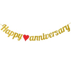 Happy Anniversary Banner Gold Party Decorations Anniversary Party Banners Golden Party Supplies for Women Men