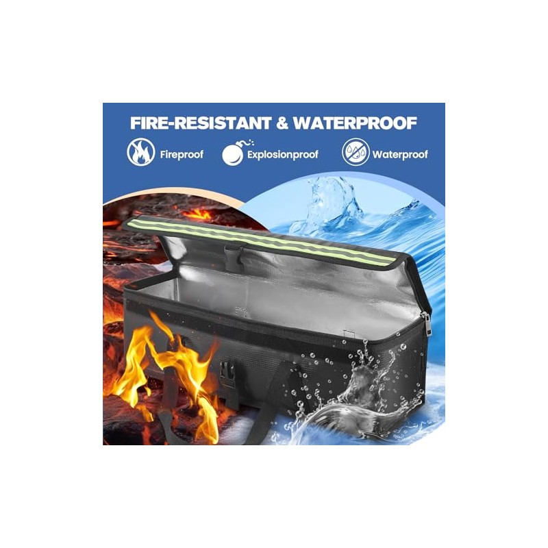 Ebike Akkutasche,Feuerfeste Akkutasche bis 2300 °C, 8 Schichten Brandschutzbox, Lipo
