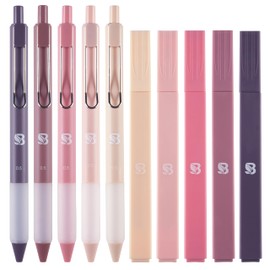 BLIEVE - Aesthetic Highlighters and Gel Pens with Black Ink And Soft Tip, No Bleed Dry Fast Easy to Hold, for Bible Journaling Planner Notes School Office Supplies 10 pack (Morandi)
