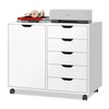 DEVAISE 5-Drawer Wood Dresser Chest with Door, Mobile Storage Cabinet,