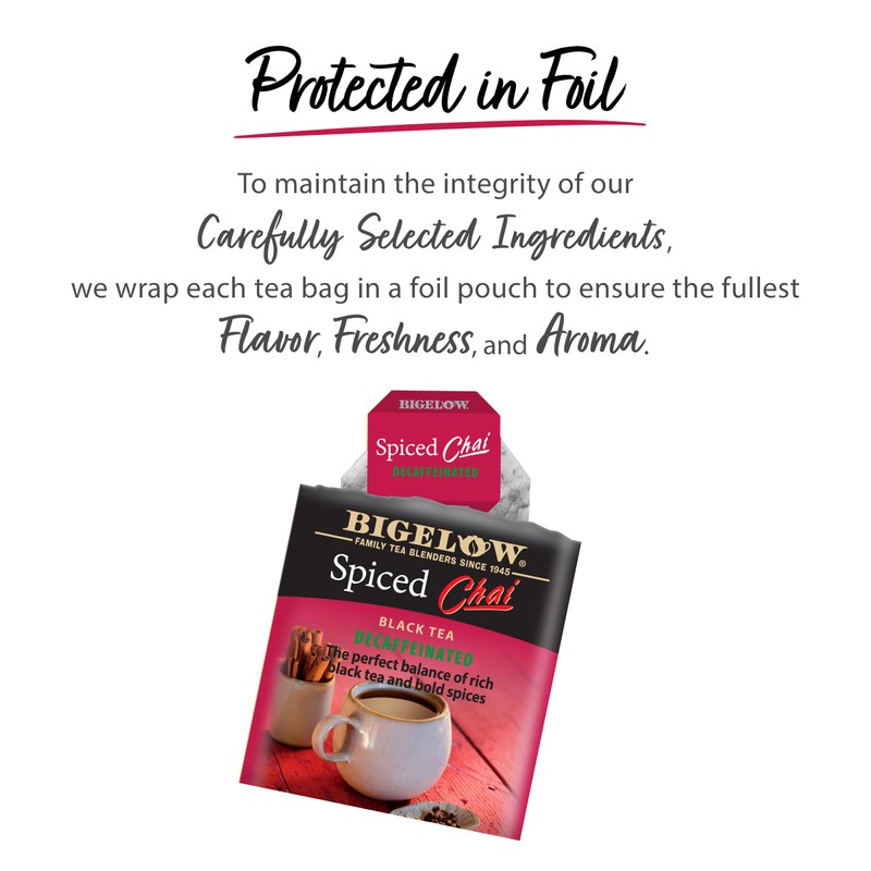 Bigelow Tea Decaffeinated Spiced Chai Black Tea, 20 Count (Pack