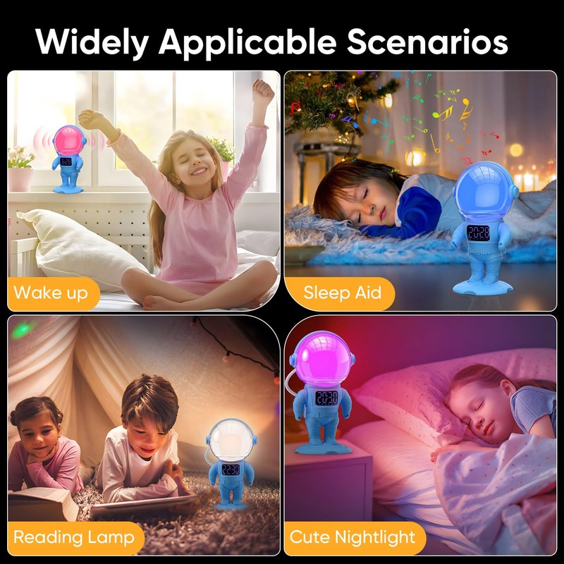 Astronaut Wake Up Light Sunrise Alarm Clock for Kids, Heavy