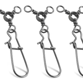 OROOTL 3 Way Snap Swivels Fishing Tackle, 30pcs Three Way Swivel with Duo Lock Snap Stainless Steel Cross Line Barrel Triple Swivels Snaps Connector for Saltwater Freshwater Fishing