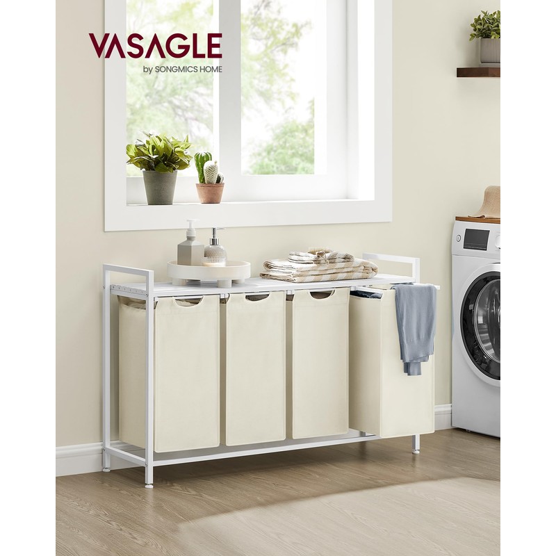 VASAGLE Laundry Hamper, Laundry Basket, Laundry Sorter with 4 Pull-Out