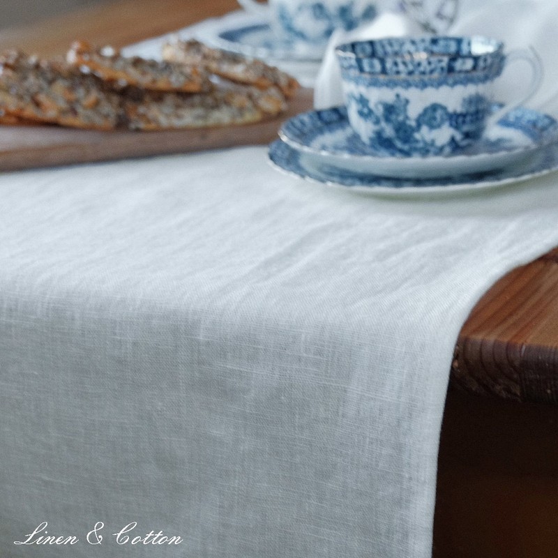 Linen & Cotton Lovely Stonewashed Table Runner RUSTICO, 100% Linen