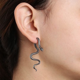 HZMAN Retro Snake Earrings for Men Women Stainless Steel Gothic Punk Severed Splicing Snake Stud Earring Biker Party Jewelry Gifts