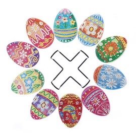 Pack of 10 Easter Diamond Painting Coasters, Diamond Painting Coasters with Holder, DIY Easter Diamond Coasters, Non-Slip for Beginners, Adults & Children (Colour)