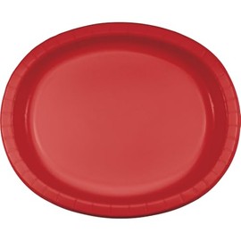 Trendware Classic Red Oval Plates, 24 Count