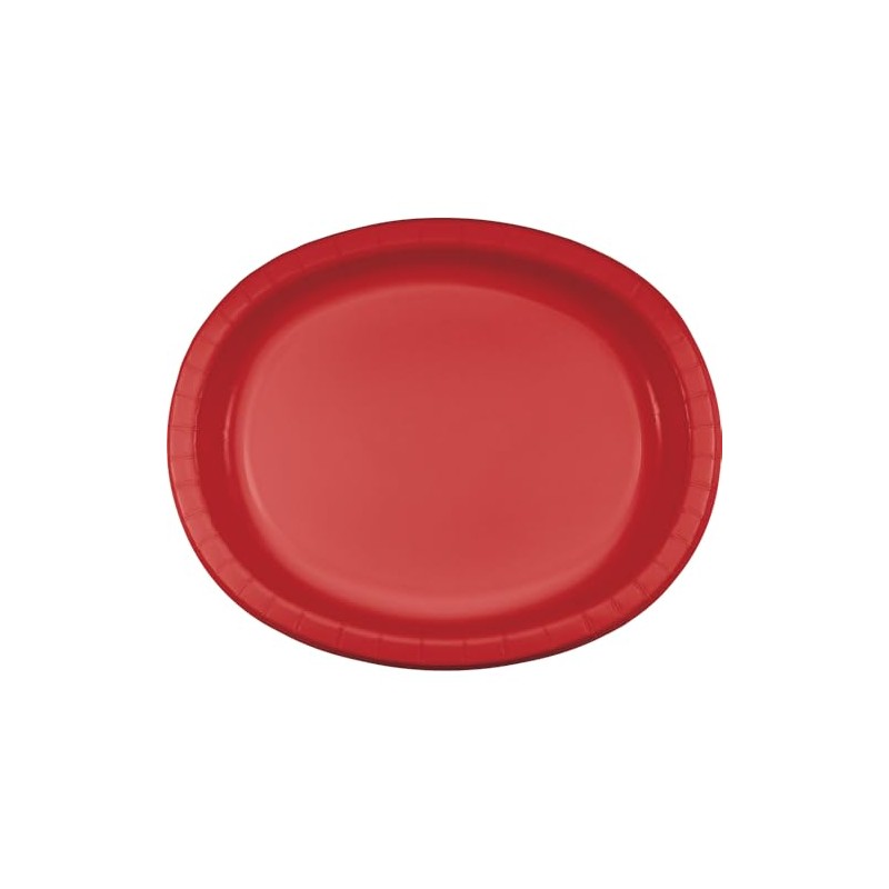 Trendware Classic Red Oval Plates, 24 Count