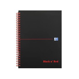 Oxford Black n' Red A5 Glossy Hardback Wirebound Notebook, Ruled, 140 Page, 1 Notebook