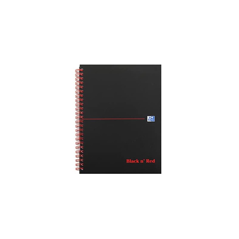 Oxford Black n' Red A5 Glossy Hardback Wirebound Notebook, Ruled,