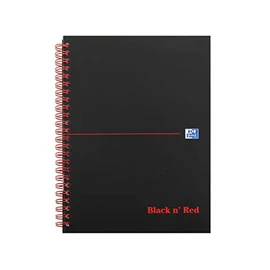 Oxford Black n' Red A5 Glossy Hardback Wirebound Notebook, Ruled, 140 Page, 1 Notebook