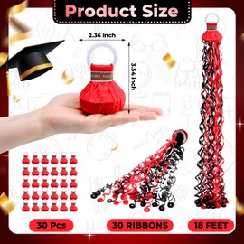 WinnerWhy 30 Pcs Graduation Hand Throw Streamers Poppers 2025 Graduation Confetti No Mess Paper Crackers Grad Party Supplies for Graduate Birthday Party Favor Decoration(Black and Red)